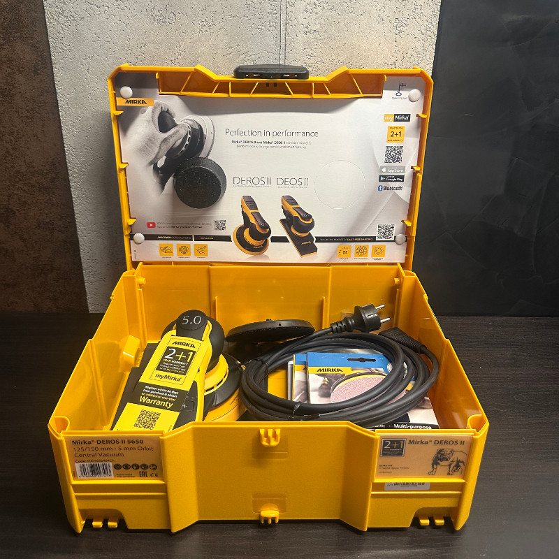 Mirka DEROS II 5650 elektrinis ekscentrinis šlifuoklis 125/150 mm, su plastikine dėže, MID5650404CA