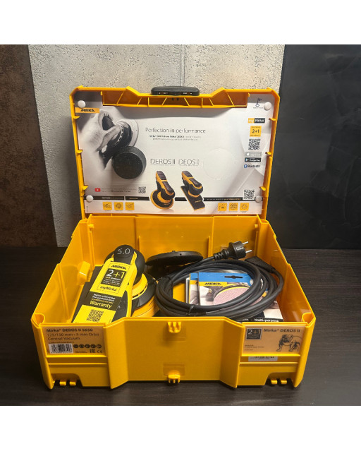 Mirka DEROS II 5650 elektrinis ekscentrinis šlifuoklis 125/150 mm, su plastikine dėže, MID5650404CA